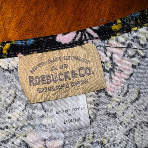 Sears Roebuck Girls Black w/ Flowers Floral Velvet Sundress Dress Large 14-16 - Picture 8 of 10